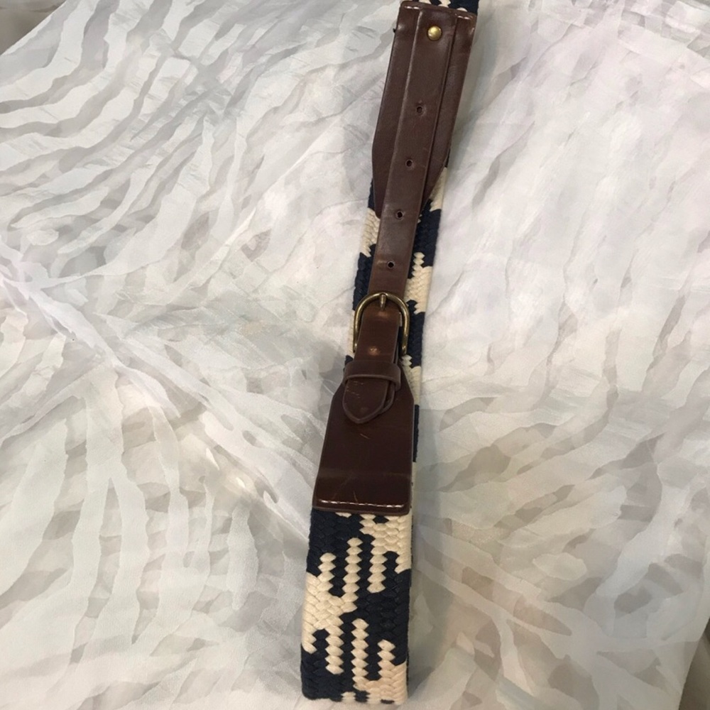 J CREW Leather & Tapestry Woven Boho Belt